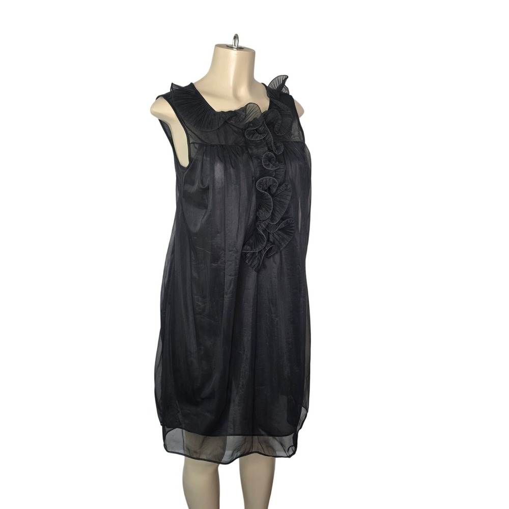 Gossard Nightgown Womens S Black Montex Vintage Sheer Ruffle Babydoll Sleepwear